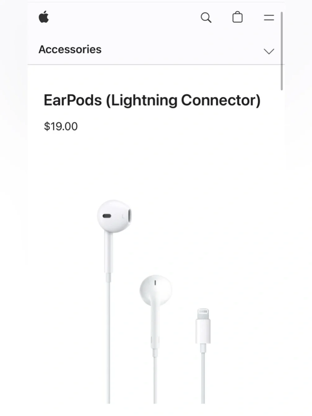 Free w/ purchase - Apple Lightning Earbuds